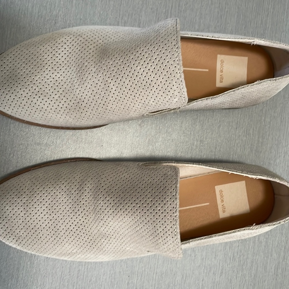 Light grey suede loafers